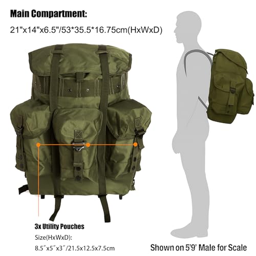 MT Military Alice Pack Medium Army Survival Combat ALICE Rucksack Backpack 50L Olive Drab