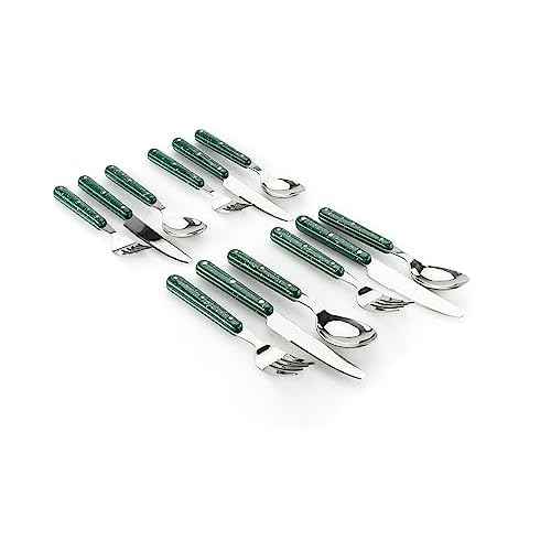GSI Outdoors Pioneer 12 Piece Cutlery Set, Camping Flatware - Green