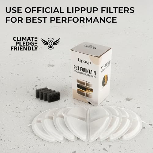 Lippup Replacement Filters for Stainless Steel Cat Water Fountain – 4 Months Set of Activated Carbon & Ion Exchange Resin ...