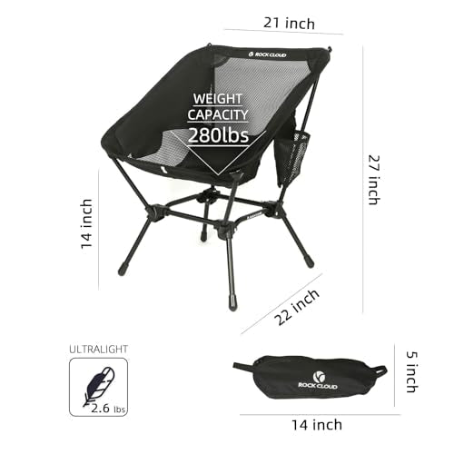 ROCK CLOUD Portable Camping Chair Ultralight Folding Chairs Outdoor for Camp Hiking Backpacking Lawn Beach Sports