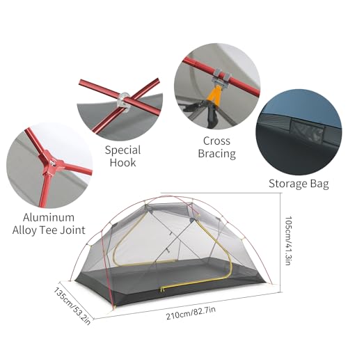 Naturehike Mongar 2 Person 3 Season Camping Tent Ultralight Backpacking Tent for Hiking Cycling
