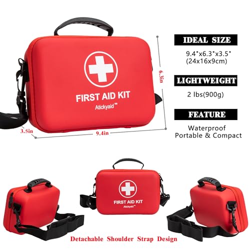 First Aid Kit 340 Piece, Premium Waterproof Hard Shell Medical Kit for Car, Home, Office, Travel, Camping, Sports, Outdoo...