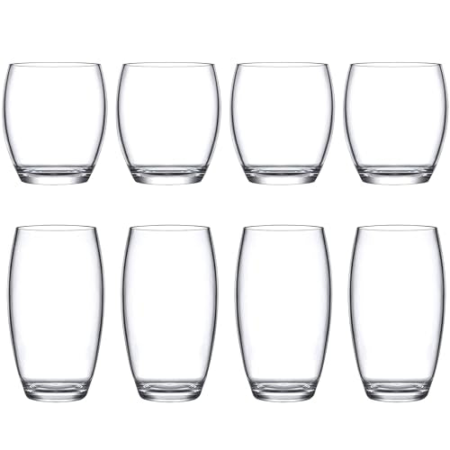 Amazing Abby - Fraternity - 12-Ounce and 16-Ounce Plastic Tumblers (Set of 8), Plastic Drinking Glasses, All-Clear Reusabl...