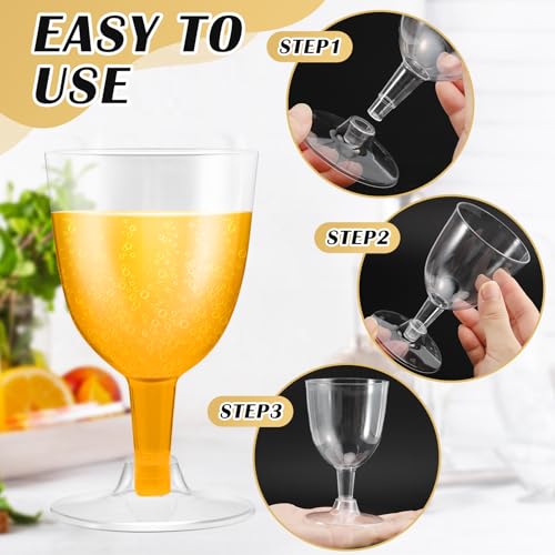 Vyndicca 48 PCS Disposable Plastic Wine Glasses,Clear Stackable Plastic Goblets,Hard Party Wine Cups with Stem for Wedding...