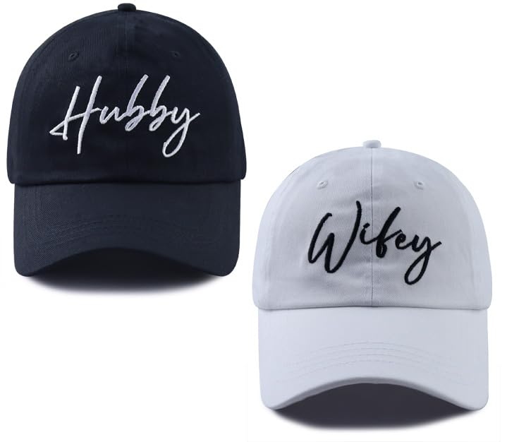 Engagement Gifts for Couples, Mr and Mrs Gifts Baseball Cap, Wifey Hubby Hats, Anniversary Christmas Birthday Wedding Essentials for New Wife Husband Black White