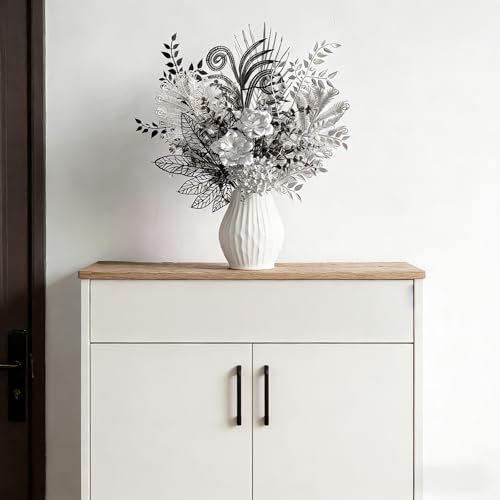 jinbujinxi Silver-Black Metal Flower Combination - Artificial Bouquet, Modern Minimalist, Industrial Light Luxury, Home De...