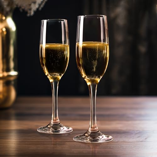 SHYRC Glass Champagne Flutes Set of 16, 6oz Classic Champagne Glasses, Sparkling Wine Glass, Champagne Flutes with Long St...