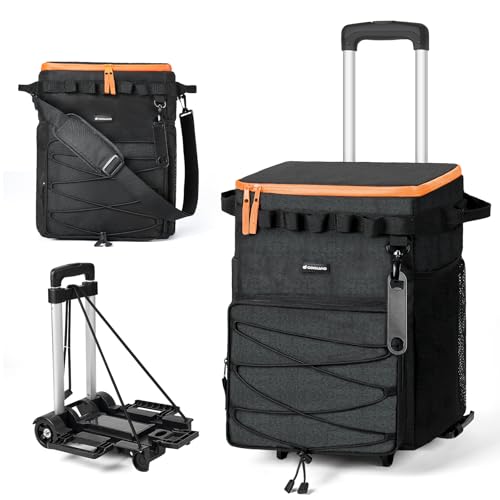 Odoland Bundle - 2 Items Portable Camping Stove and 48 Cans Soft Cooler with Wheels and Handle