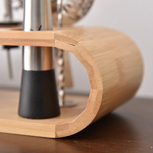 Fjlitx Bartender Kit Stand,Cocktail Shaker Set Wooden Stand Multipurpose Bartending Tool Holder Wood Bartending Tool Stora...