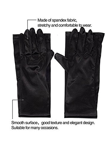 Lansian Long Opera Party Gloves for Women 1920s 20s Satin Gloves Costumes Elbow Length Bridal Evening Dress, 21 inches