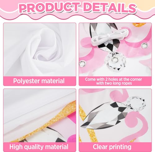 Princess Mirror Photo Booth Props Pink Princess Birthday Party Decorations 63×51 in Fabric Backdrop Mirror Themed Door Ban...