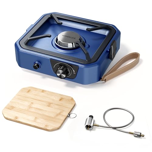 Upgraded Separate Ignition Needle WINKIZA Camping Stove with Cutting Board, Portable Propane Camp Stove with 8,000 BTU, Ad...