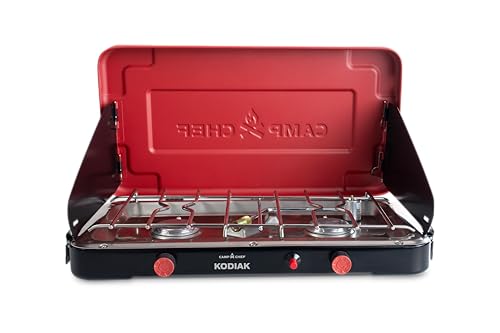 Camp Chef Mountain Series Kodiak - High Outpt Two-Burner Camp Stove - Lid Doubles as Windscreen - Portable Cooking Stove -...