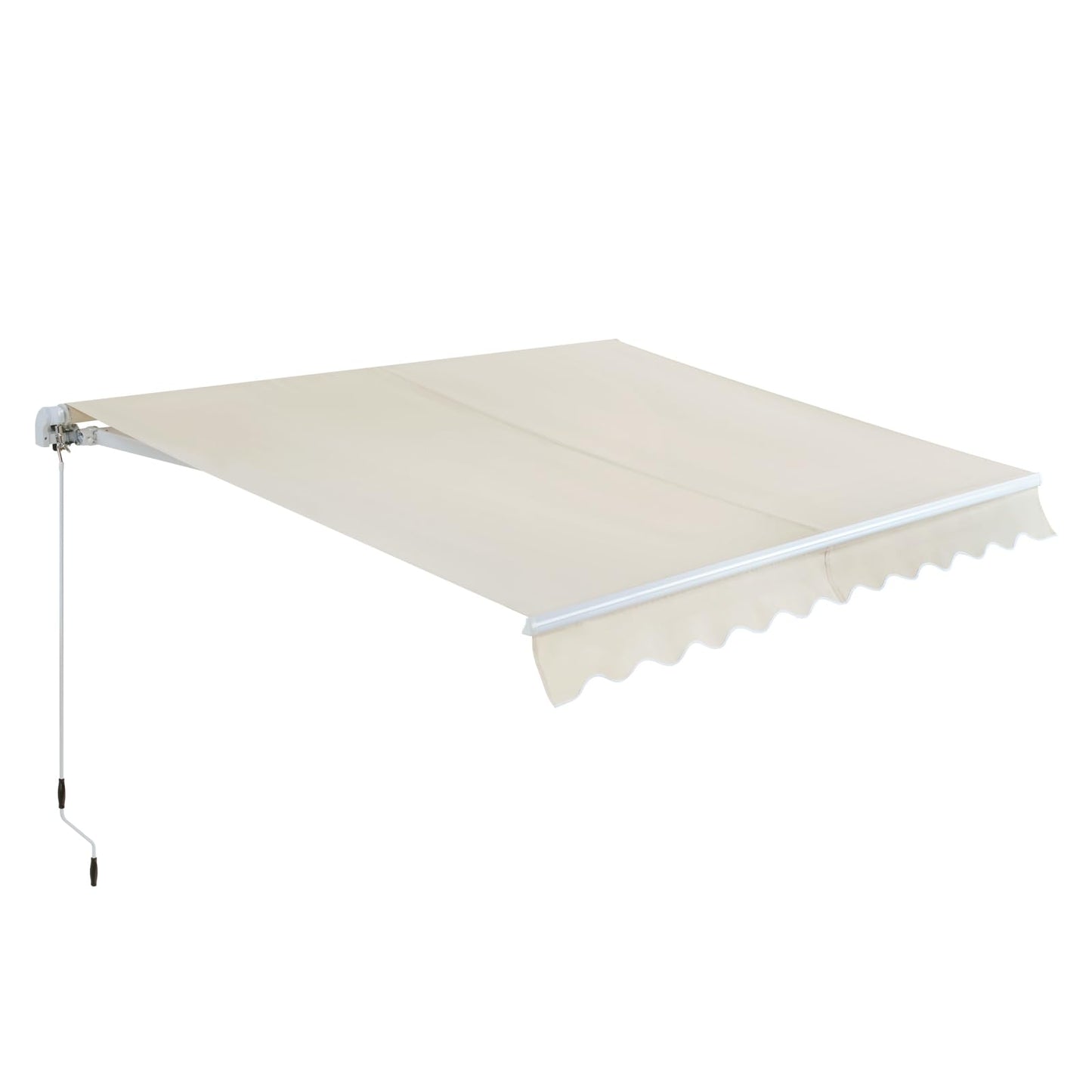 Manual Retractable Awning for Patio, Outdoor Patio Awning with 300g/m² UV & Water-Resistant Fabric, Sunshade Shelter with Crank Handle & Durable Aluminum Frame (Beige, 10 × 8 FT)