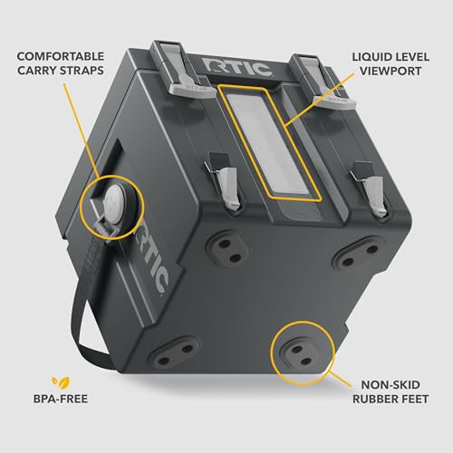 RTIC Halftime Water Cooler Portable Carrier Container, Drink Beverage Dispenser, Stackable with 2 Taps, Bottleless, BPA-Fr...