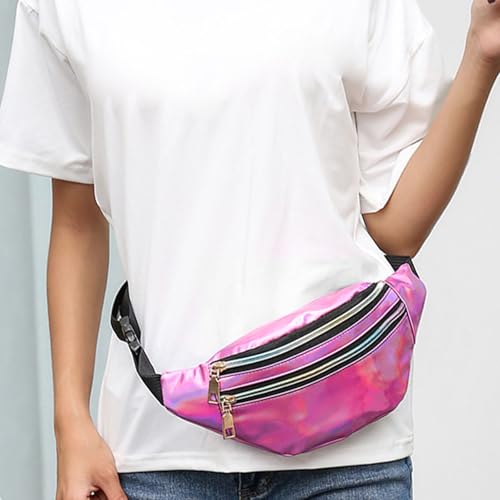 Fanny Pack For Women Holographic Crossbody Waist Bag Waterproof Waist Packs Adjustable Belt Laser Hip Bag Fashion Sports P...
