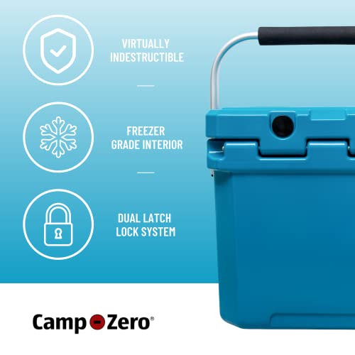 CAMP-ZERO 12 | 12.6 Qt. Premium Cooler with Molded-in Cup Holders and Folding Aluminum Handle, Turquoise (CZ12L-DT)