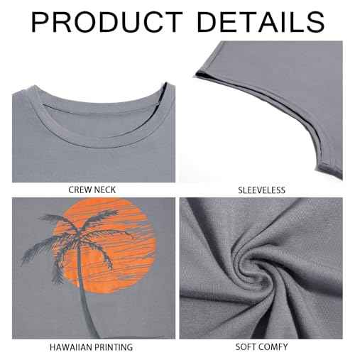 Runcati Mens Sleeveless Tank Tops Workout Gym Muscle Shirts Palm Tree Vintage Hawaiian Summer Beach T Shirts