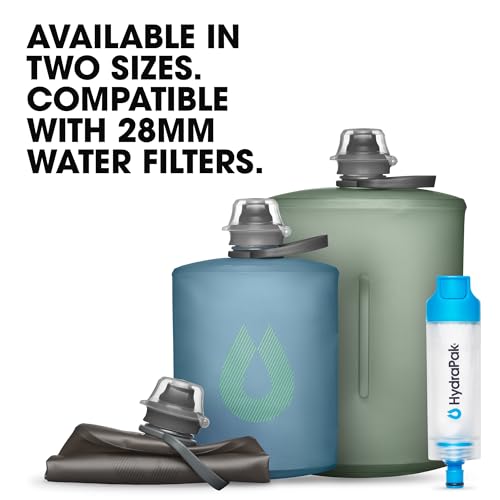 HydraPak Stow Collapsible Water Bottle – 350ml, 500ml, 1L – Ultralight, Leak-Proof, BPA-Free, Filter Compatible Travel & H...