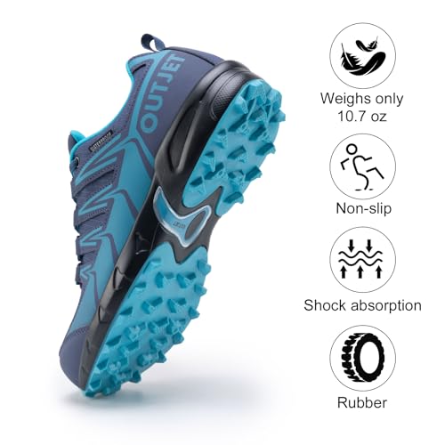 OUTJET Women's Waterproof Hiking Shoes Lightweight Non-Slip Trails Walking Shoes Outdoor Sneakers