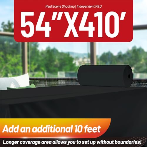 Plastic Tablecloth Roll, 410 Ft x 54 In Plastic Table Cloth Disposable Black Tablecloth Roll Premium PEVA Waterproof Black...