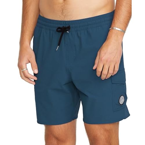 Volcom Men's Truly Liberators 17" Boardshort Swim Trunks, Deep Blue, Large