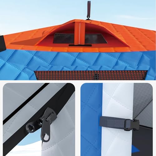 Portable Hexagon Ice Fishing Shelter with Stove Jack, Insulated Floor, 420D Waterproof Tent for Winter Fishing Adventures...