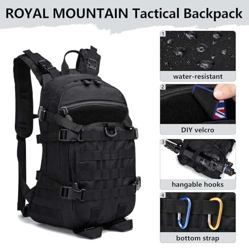ROYAL MOUNTAIN 25L Small Tactical Backpack For Men, Military Waterproof Backpack With Multiple Pockets, 3-Day Bug Out Bag ...