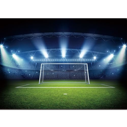 Football Photography Backdrop Soccer Pitch Stadium Light Photo Background Boys Sports Theme Happy Birthday Party Banner De...