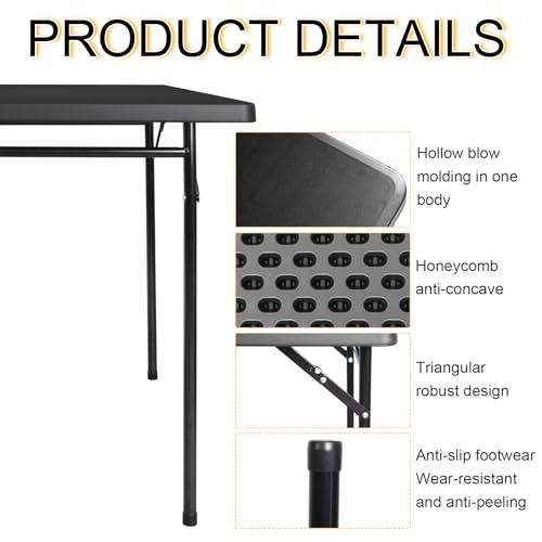 FROASISPRO Folding Table 3ft Rectangular All-Occasion Plastic Folding Event Table for Indoor and Outdoor, Portable Desk, C...