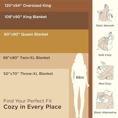 Bedsure GentleSoft 100% Cotton Blanket Queen Size for Bed - Breathable and Lightweight, Soft Cozy Textured Herringbone Wov...