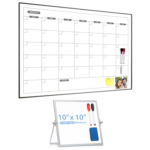 ARCOBIS Dry Erase Calendar for Wall, 36" x 24" Magnetic Monthly White Board Calendar Dry Erase and Small WhiteBoard with S...