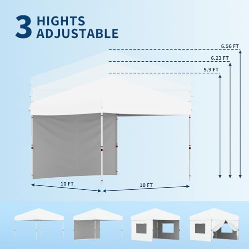 Garvee 10x10 Pop Up Canopy Tent Outdoor Canopy One-Person Set Up Heavy Duty Commercial Instant Tent Shelter, 0-Sidewall