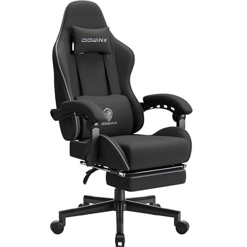 Dowinx Gaming Chair Fabric with Pocket Spring Cushion, Massage Game Chair Cloth with Headrest, Ergonomic Computer Chair wi...