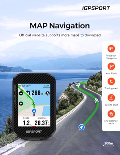 iGPSPORT BSC300T Wireless Bike Computer GPS, Touchscreen Offline MAP Navigation Off Course Warning Compatible with Insta 3...