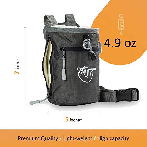 Chalk Bag for Rock Climbing, Climbing Chalk Bag for Bouldering with 2 Large Zipper Storage Pockets, Premium Gym Chalk Bag ...