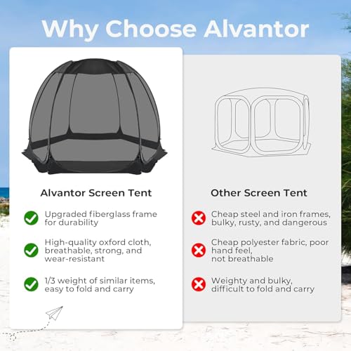 Alvantor® Screen House Gazebo, Pop Up Igloo Screened Canopy Tent with Mosquito Netting Sides, Instant UV Resistant Sun She...