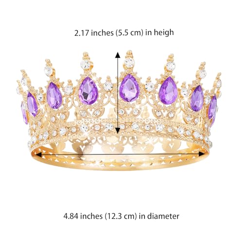 Feltent Purple Crown for Women Crystal Tiara and Queen Crown for Women Wedding Headband for Bride Hair Accessories for Cos...