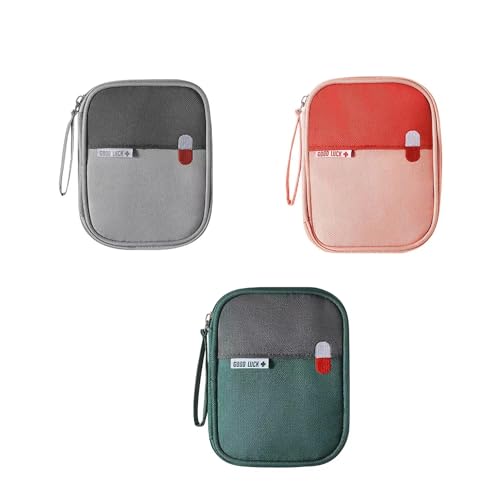 Ellsang First Aid Kit Bag Empty, Travel Medication Pouch Mini Zippered Oxford Medical Survival Kit Carrier, Handy Medicine...