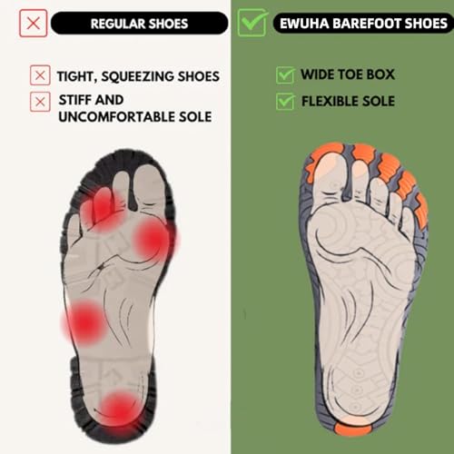 EWUHA Barefoot Shoes Womens Mens Footwear for Walking Hiking with Wide Toe Box,Healthy & Non-Slip,Breathable Barefoot Vita...