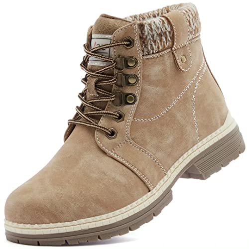 ANJOUFEMME Casual Winter Hiking Boots For Women - Womens Outdoor Snow Ankle Boots Waterproof Lightweight Lace up Fur Lined...