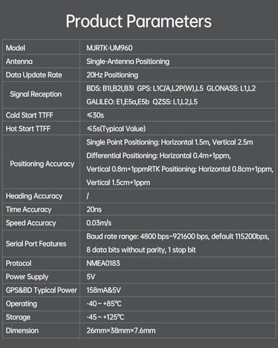 MJ GPS RTK Module, Centimeter-Level high-Precision Tracker, All-Constellation(GPS/BDS/GLONASS/Galileo/QZSS) GNSS Receiver,...