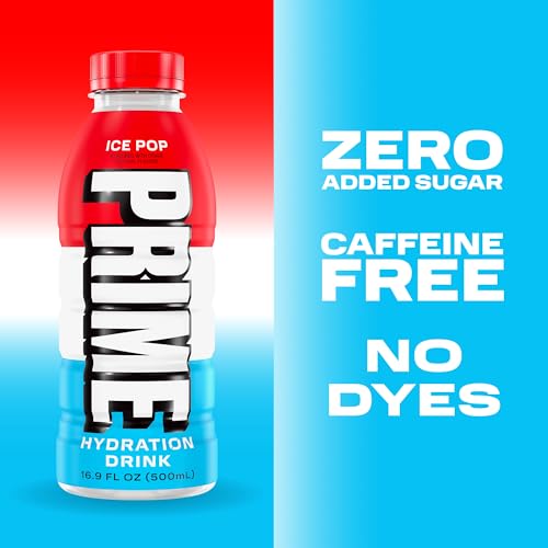 PRIME Hydration ICE POP, Sports Drinks, Electrolyte Enhanced for Replenishing Fluids, 250mg BCAAs, B Vitamins, Antioxidant...