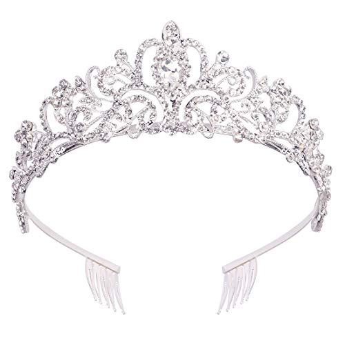 Didder Silver Crystal Tiara Crown Headband Princess Elegant Crown with combs for Women Girls Bridal Wedding Prom Birthday ...
