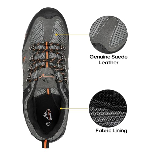 NORTIV 8 Men's Waterproof Hiking Shoes Leather Low-Top Hiking Shoes for Outdoor Trailing Trekking Camping Walking Quest
