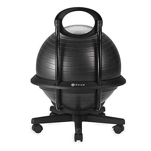 Gaiam Ultimate Balance Ball Chair (Standard or Swivel Base Option) - Premium Exercise Stability Yoga Ball Ergonomic Chair for Home and Office Desk - 52cm Anti-Burst Ball, Air Pump, Exercise Guide