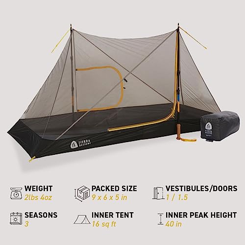 Sierra Designs High Route 1P Non-Freestanding Ultralight Trekking Pole Shelter for Thru Hiking, Backpacking, Camping, Desi...