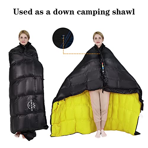 OMVMO 0 20 Degrees F Down Sleeping Bag for Adults,4 Season Cold Weather Rectangle Wearable Down Sleeping Bag for Camping H...