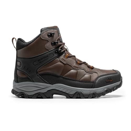 NORTIV 8 Men's Waterproof Hiking Boots Outdoor Trekking Lightweight Mountaineering Leather Shoes