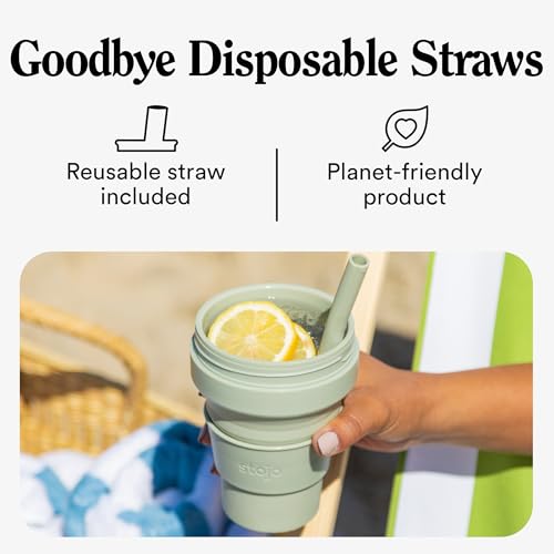 STOJO Collapsible Travel Cup - Reusable To-Go Pocket Size Silicone Bottle for Hot and Cold Drinks - Perfect for Camping - ...